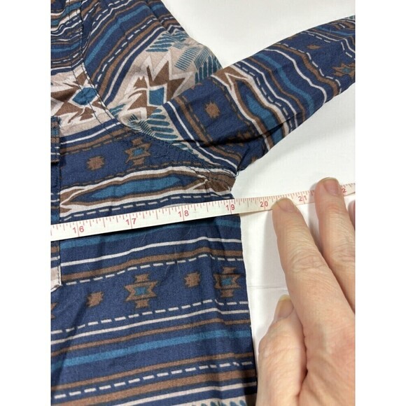 Roper Wear the West Button Down Shirt Navy Brown Medium Southwest Aztec Print - Picture 4 of 11